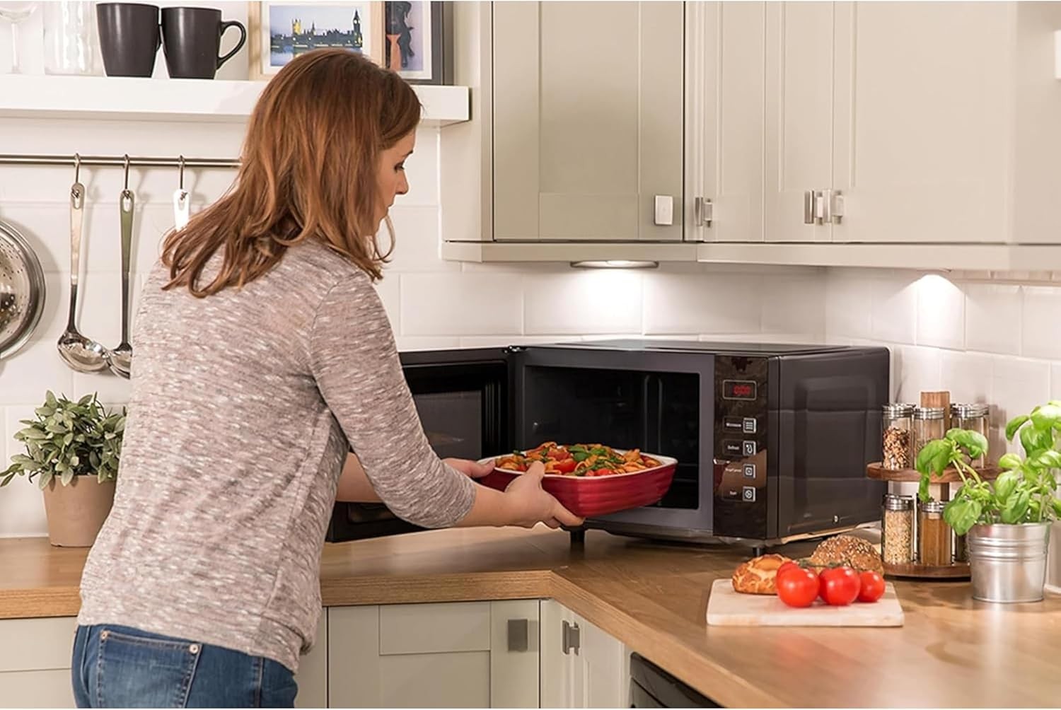 23L 800W Flatbed Digital Microwave Oven Timer Defrost Kitchen