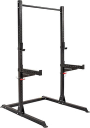 Half Power Rack Squat Cage Black with Pull Up Bar & Safety Spotters