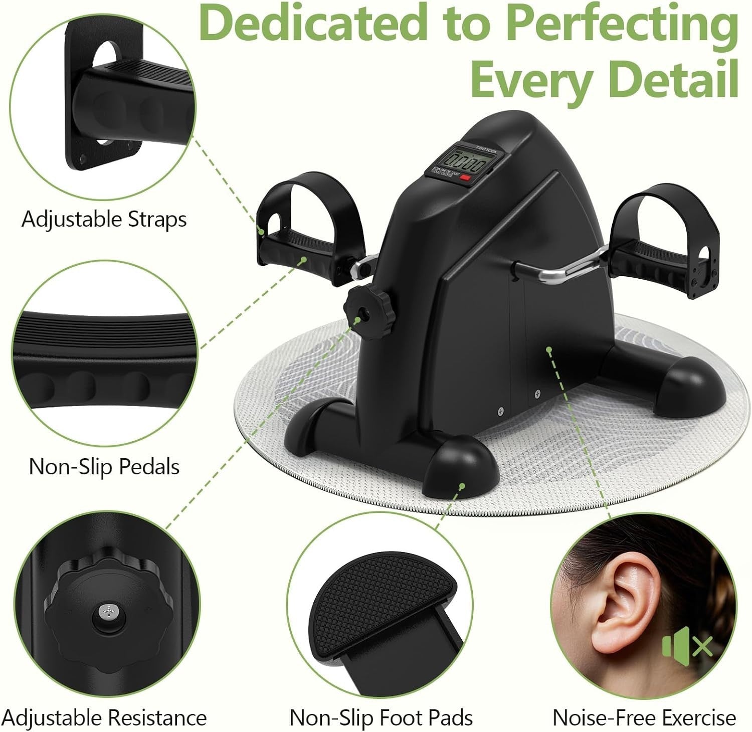 Seated Electric Pedal Exerciser Under Desk LCD Quiet Rehab Bike