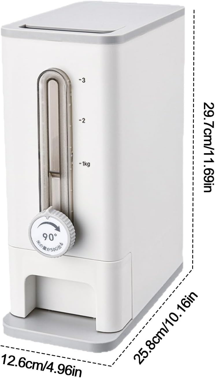 3KG Airtight Rice Container Rotary Dispenser Slim Grain Storage Bin