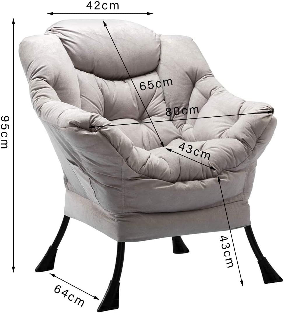Grey Velvet Armchair Lounge Chair Reading Chair Living Room Sofa Accent