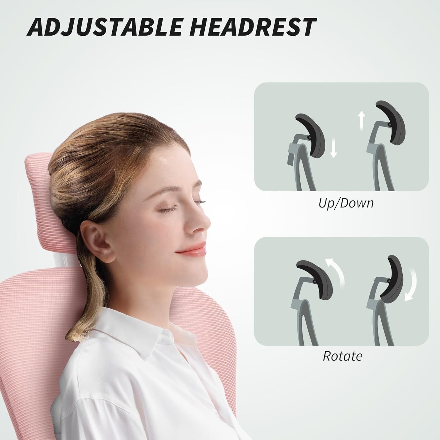 Ergonomic Mesh Office Chair Pink Adjustable Lumbar Headrest Swivel Desk Seat 120