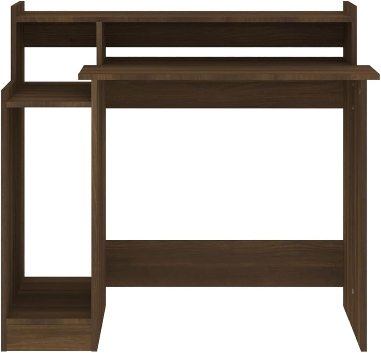 Modern LED Computer Desk 97x45x90cm Brown Oak Workstation Table for Home