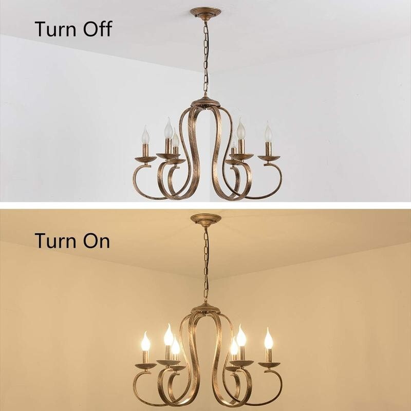 Rustic 6-Light Bronze Chandelier Pendant Ceiling Light E14 Farmhouse Retro