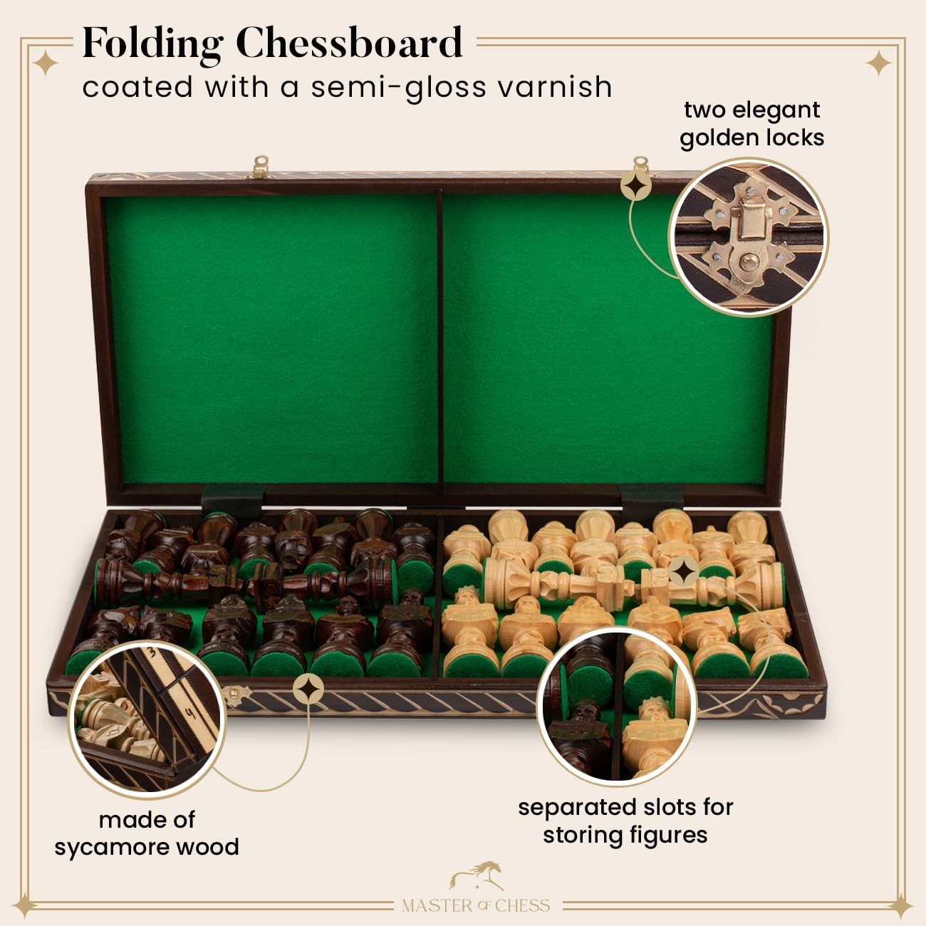 60cm Large Hand-Carved Wooden Chess Set | Premium Foldable Board & Pieces