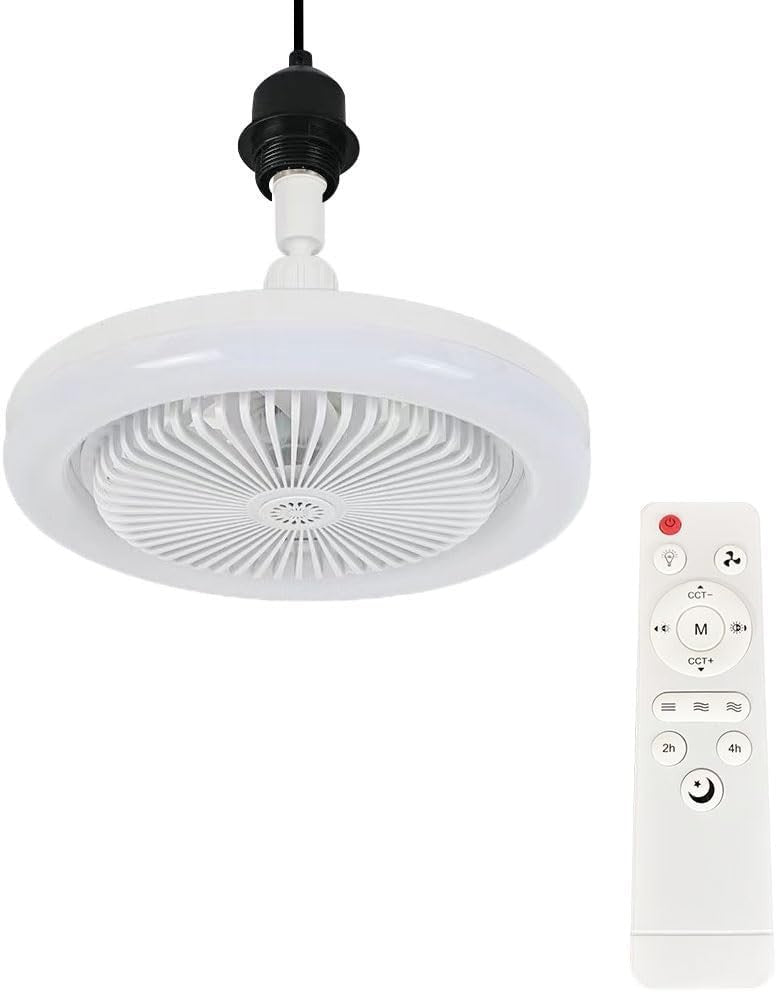2-in-1 LED Ceiling Fan, 3 Speeds, 3 Color Temps, Dimmable, Remote, Rotating