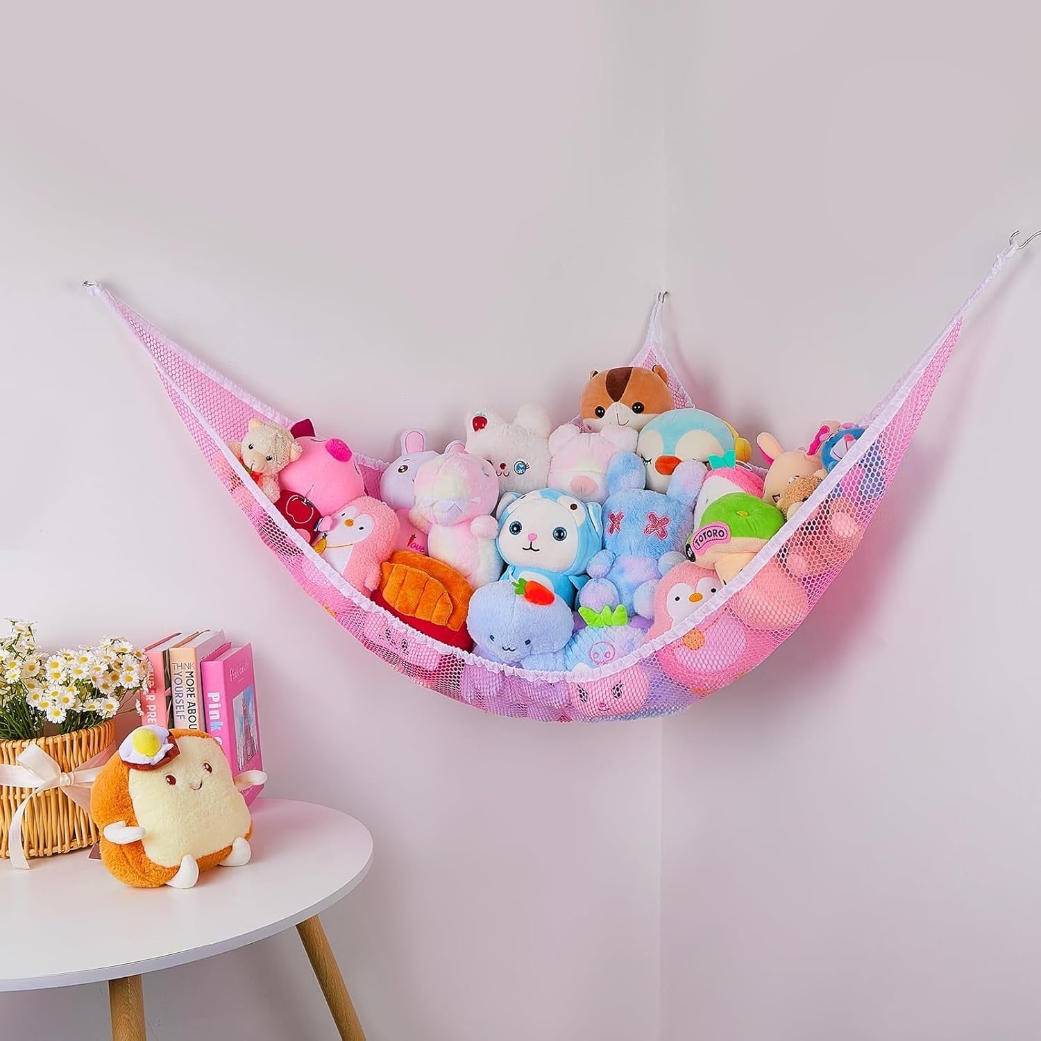 Stuffed Animal Hammock with LED Lights – Toy Storage Net for Kids Rooms