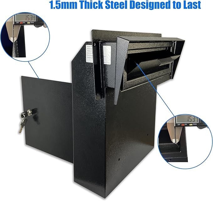 ocking Mailbox Drop Box Steel Secure Rainproof Door Mount for Cash Keys Letters