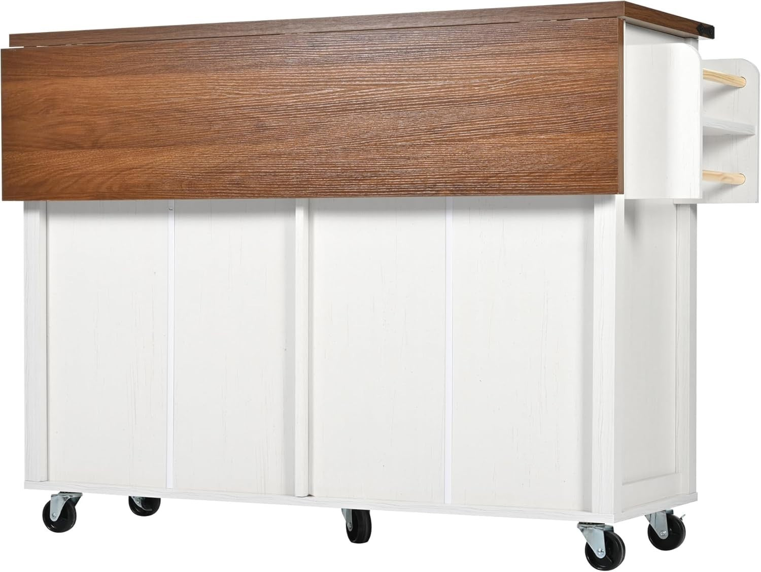 Drop-Leaf Kitchen Island on Wheels with Storage, Drawers & Adjustable Shelves