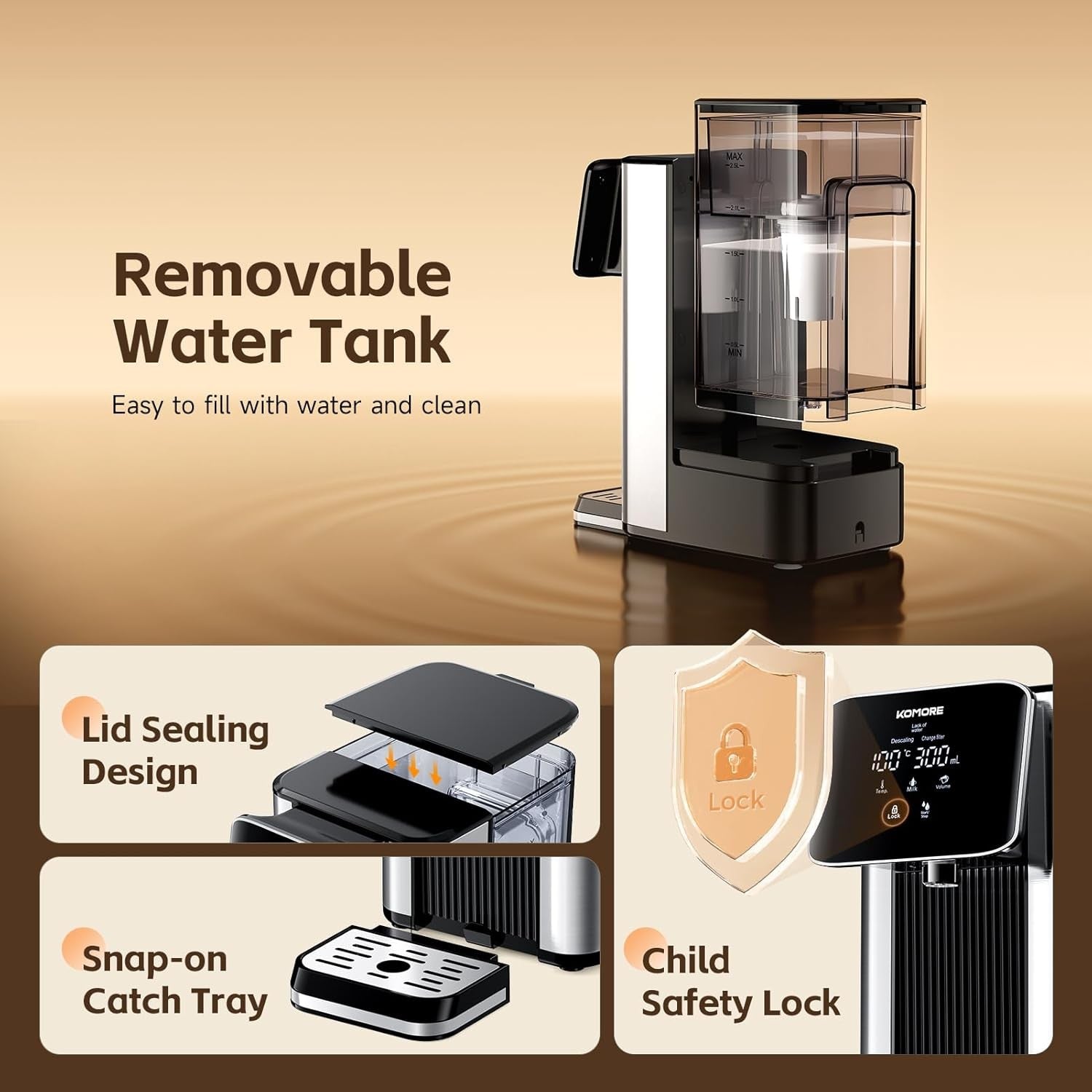 Instant Hot Water Dispenser 2.5L | 2600W Fast Boil Touch Screen Presets
