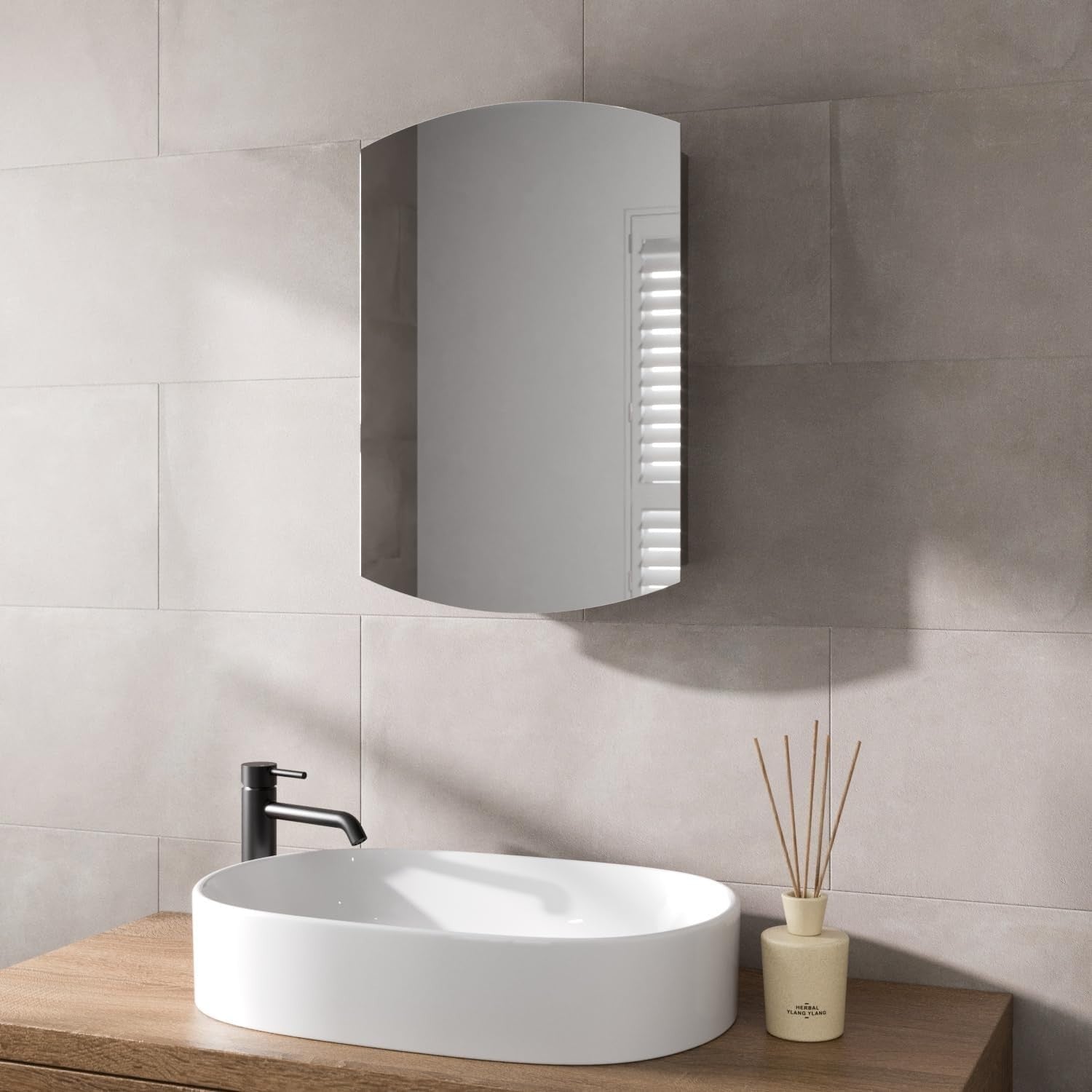 Wall Mounted Bathroom Mirror Cabinet 400x600mm Stainless Steel