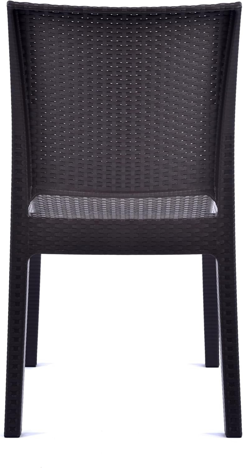 Rattan Effect Side Chair Stackable Outdoor Garden Patio Polypropylene Seat