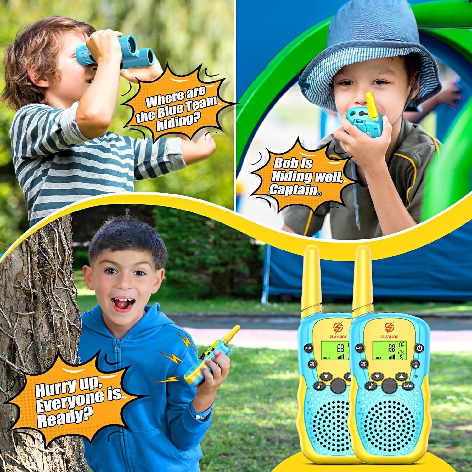 Kids Walkie Talkies Long Range 8 Channel Outdoor Toy Radios Flashlight
