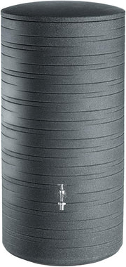 280L Garden Water Butt with Tap & Connector Kit, Anthracite, Cylindrical Design