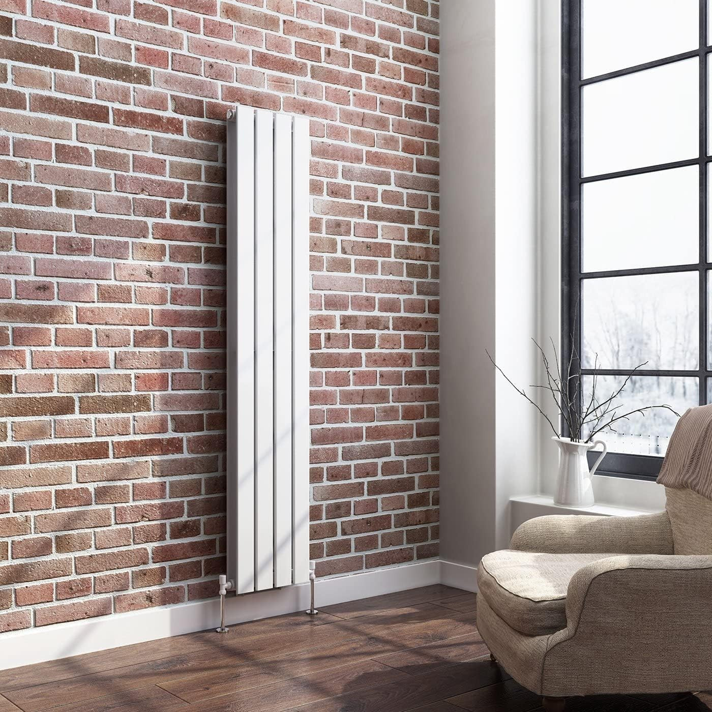 Slim Vertical Double Panel Radiator 1600x306mm White – Bathroom & Kitchen