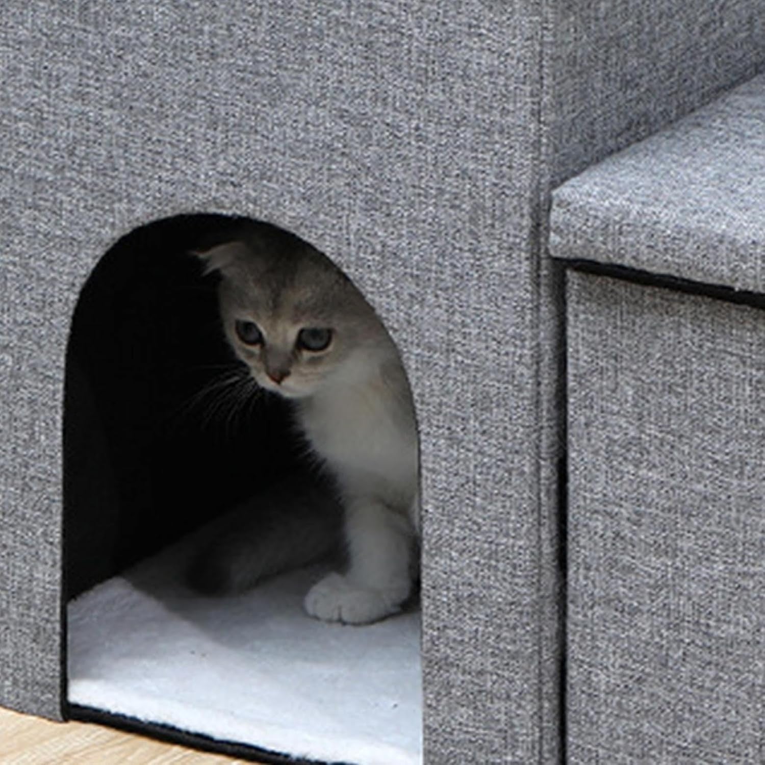 Dog Steps for Bed Pet Stairs with Ladder & Storage Box for Cats