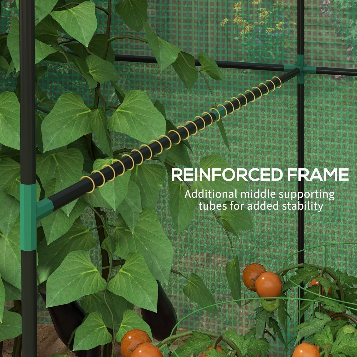 Walk-In Greenhouse with Roll-Up Door & Mesh Windows | 200x140x200cm