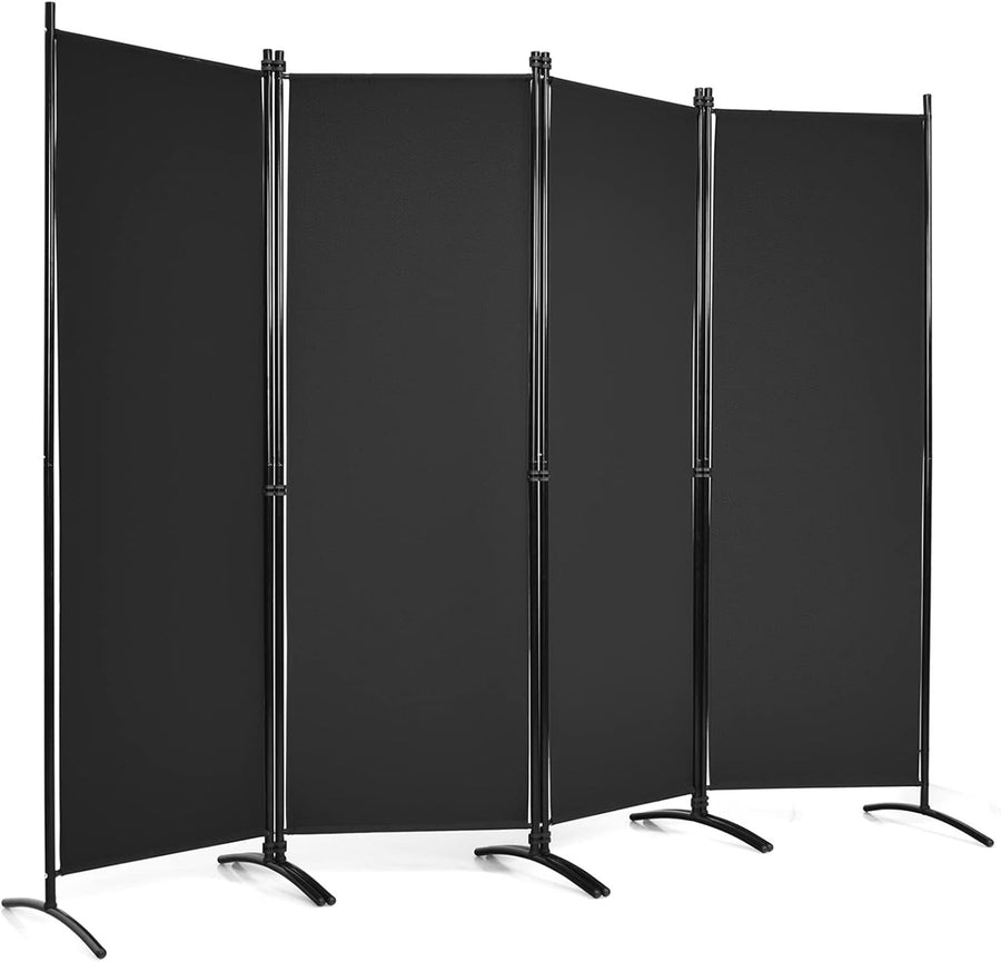 4 Panel Folding Room Divider Privacy Screen Freestanding Partition Wall Black