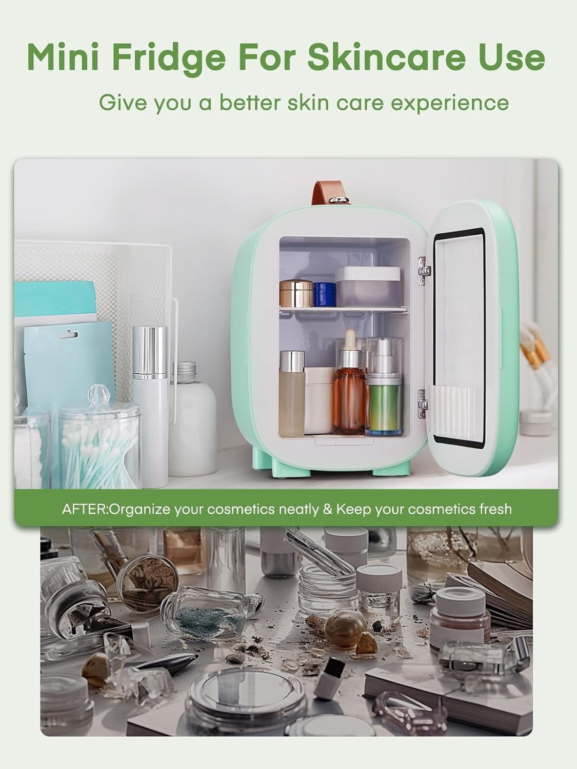 Portable 5L Mini Fridge Small Cooler for Office Bedroom Car Travel Green