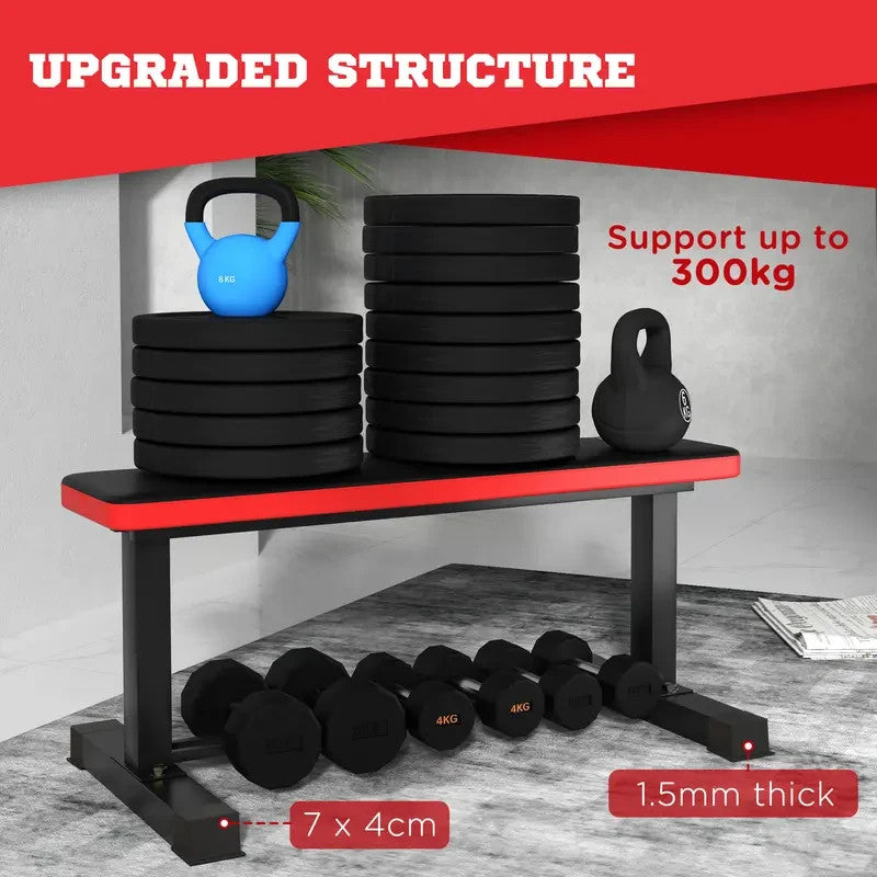 Flat Weight Bench 300KG Gym Bench Press Dumbbell Rack Home Workout
