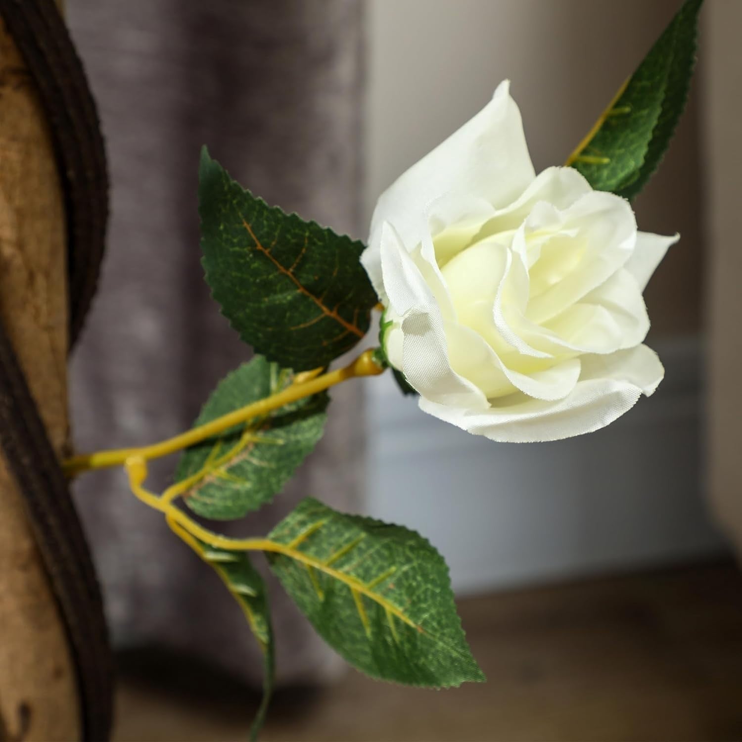 Set of 2 Artificial Rose Trees 90cm White Faux Flower Plants Home Garden Decor