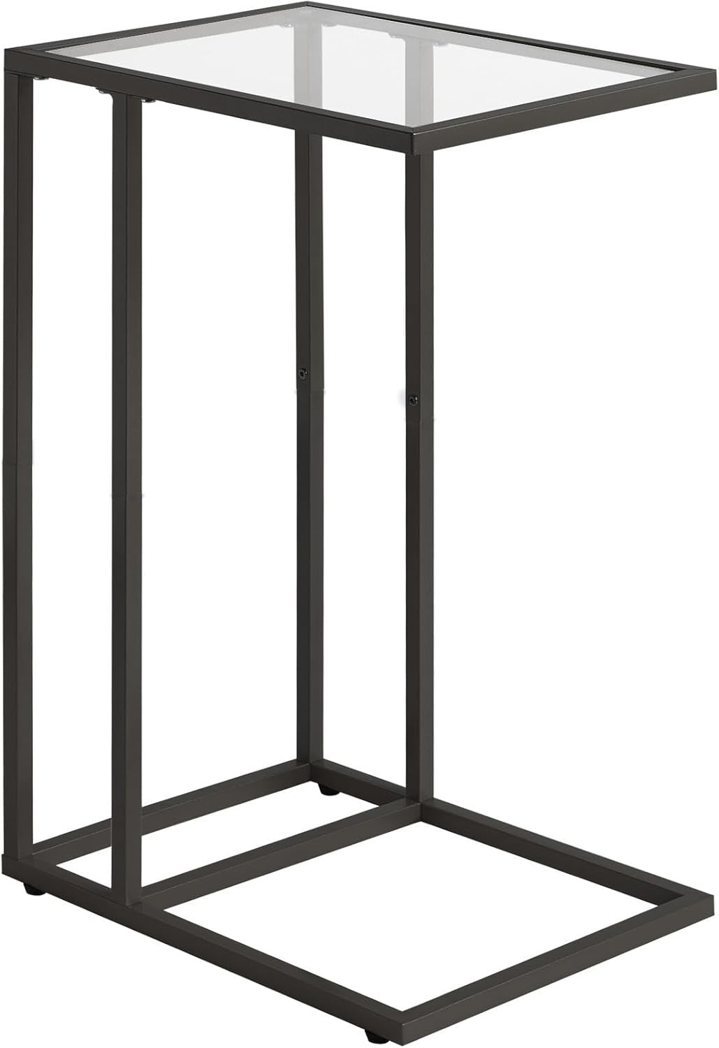 Black C-Shaped Side Table 30x40x63 cm | Tempered Glass Sofa & Bed Table