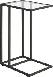 Black C-Shaped Side Table 30x40x63 cm | Tempered Glass Sofa & Bed Table