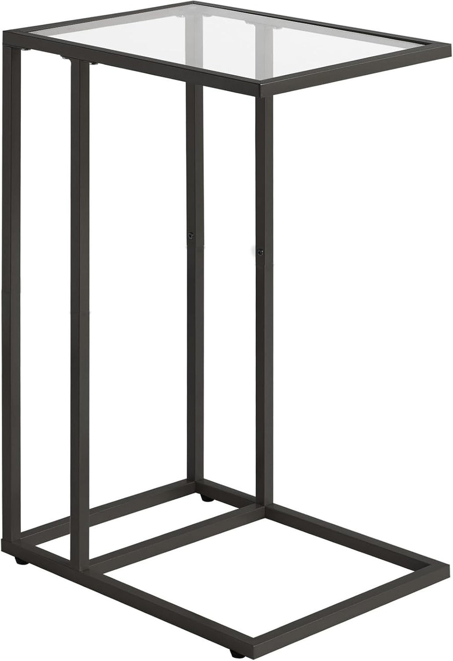 Black C-Shaped Side Table 30x40x63 cm | Tempered Glass Sofa & Bed Table