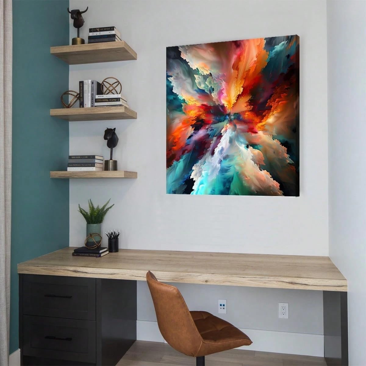 Abstract Rainbow Clouds Canvas Wall Art 50x70cm Modern Living Room Decor