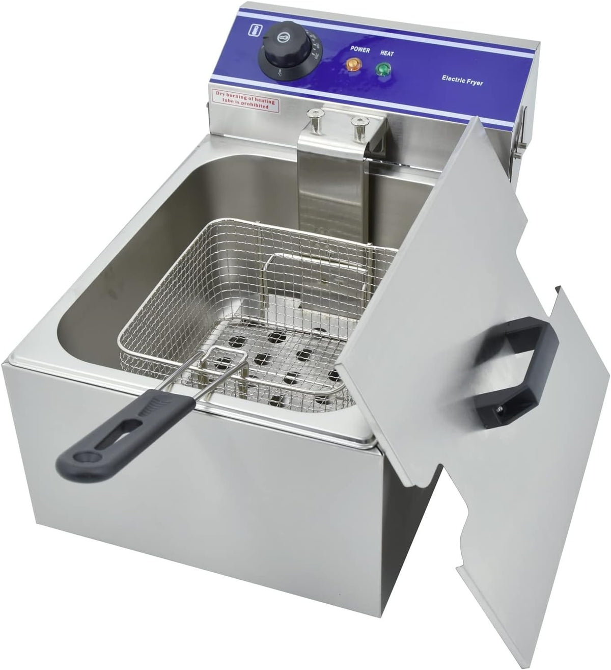 Commercial Electric Chip Fryer 6L 3000W Stainless Steel Countertop