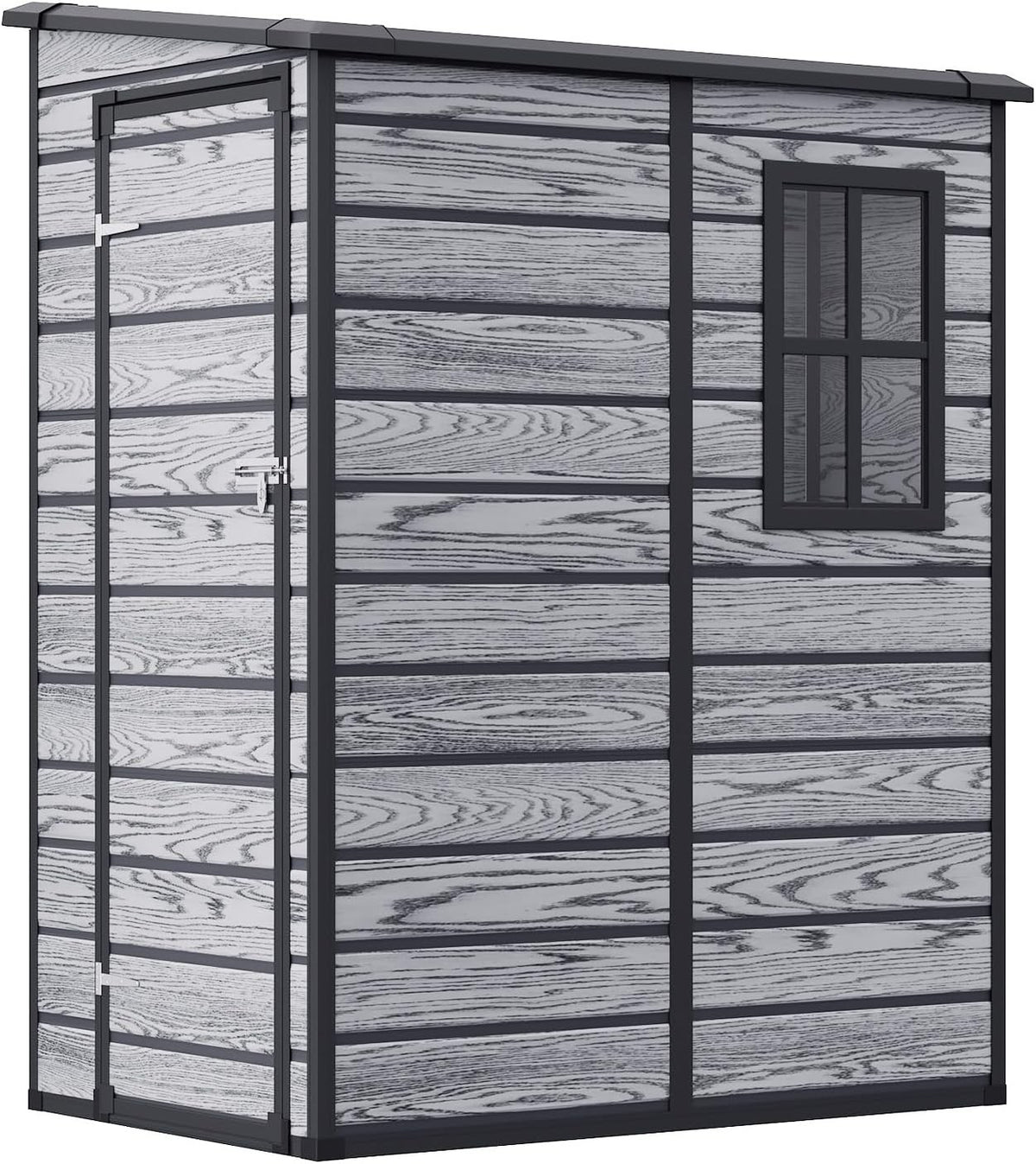 Plastic Garden Shed 4.5x3.6ft Outdoor Waterproof Storage with Floor & Window