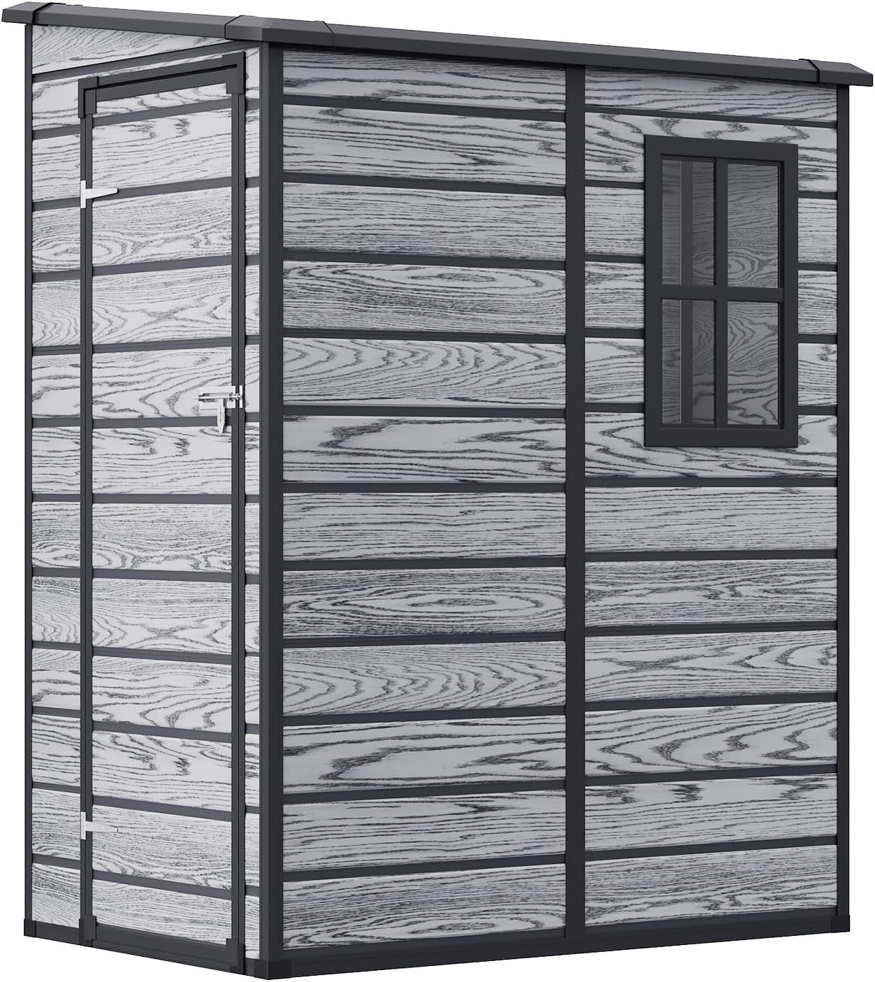 Plastic Garden Shed 4.5x3.6ft Outdoor Waterproof Storage with Floor & Window