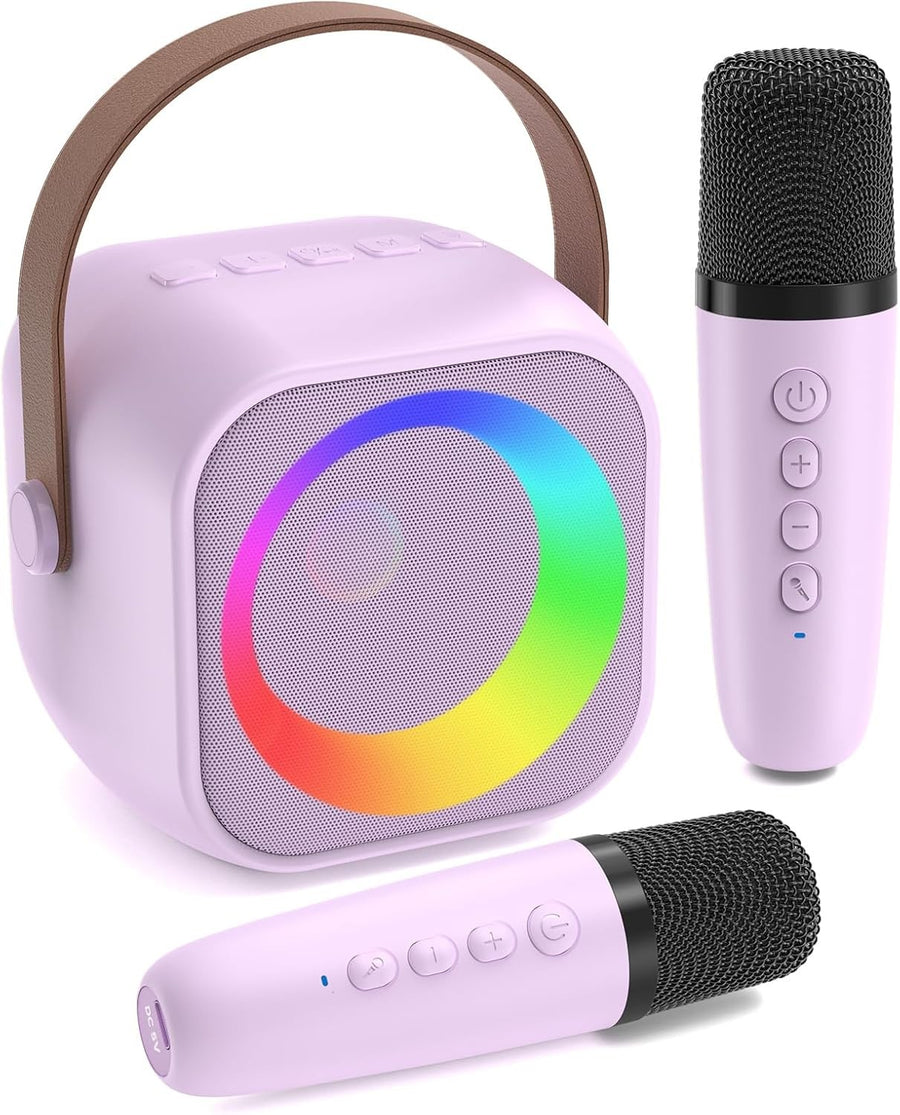 Kids Karaoke Machine with 2 Mics RGB Lights Bluetooth Speaker