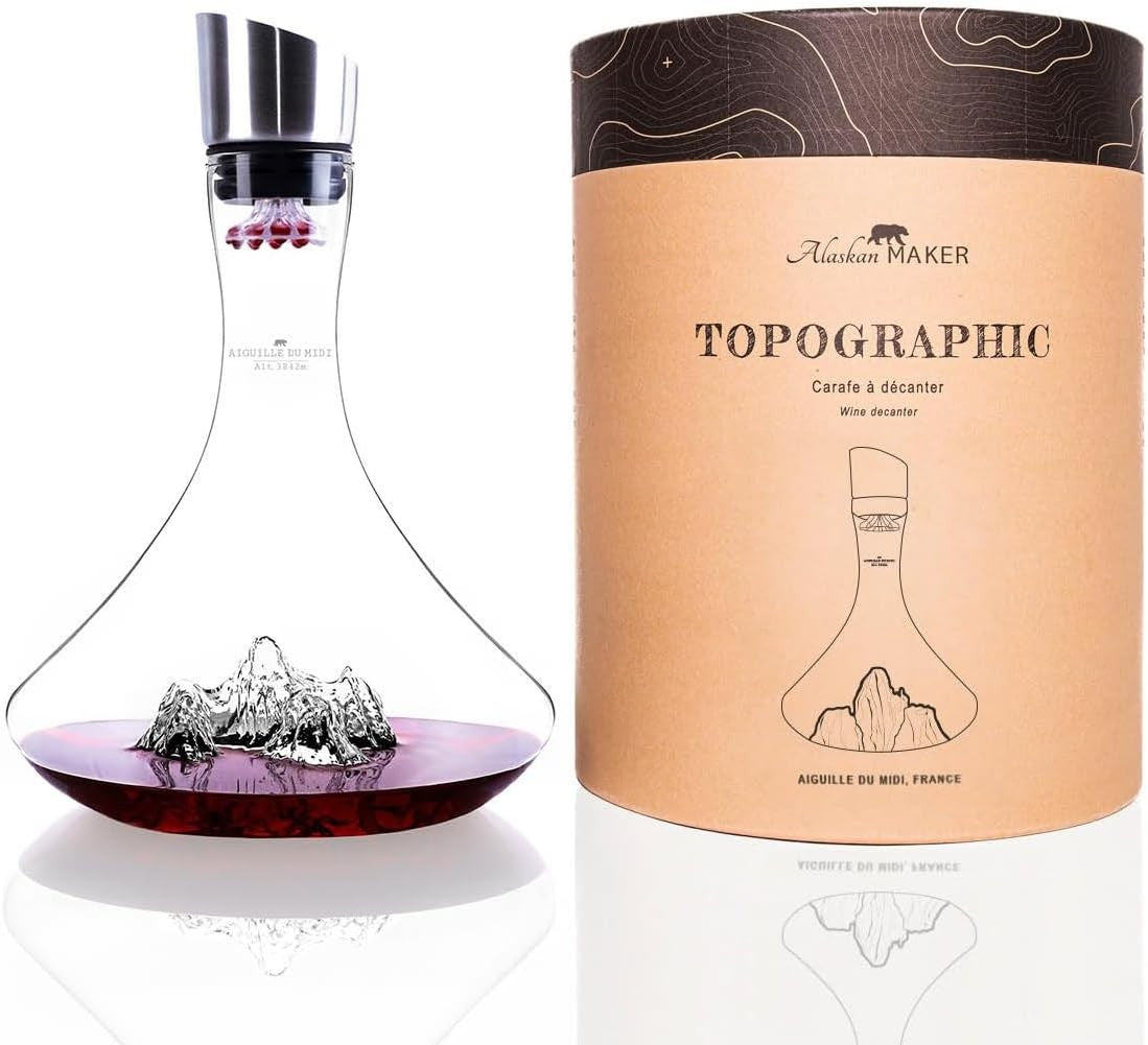 Premium 1.8L Crystal Wine Decanter Hand-Blown Aerator with Mountain Base