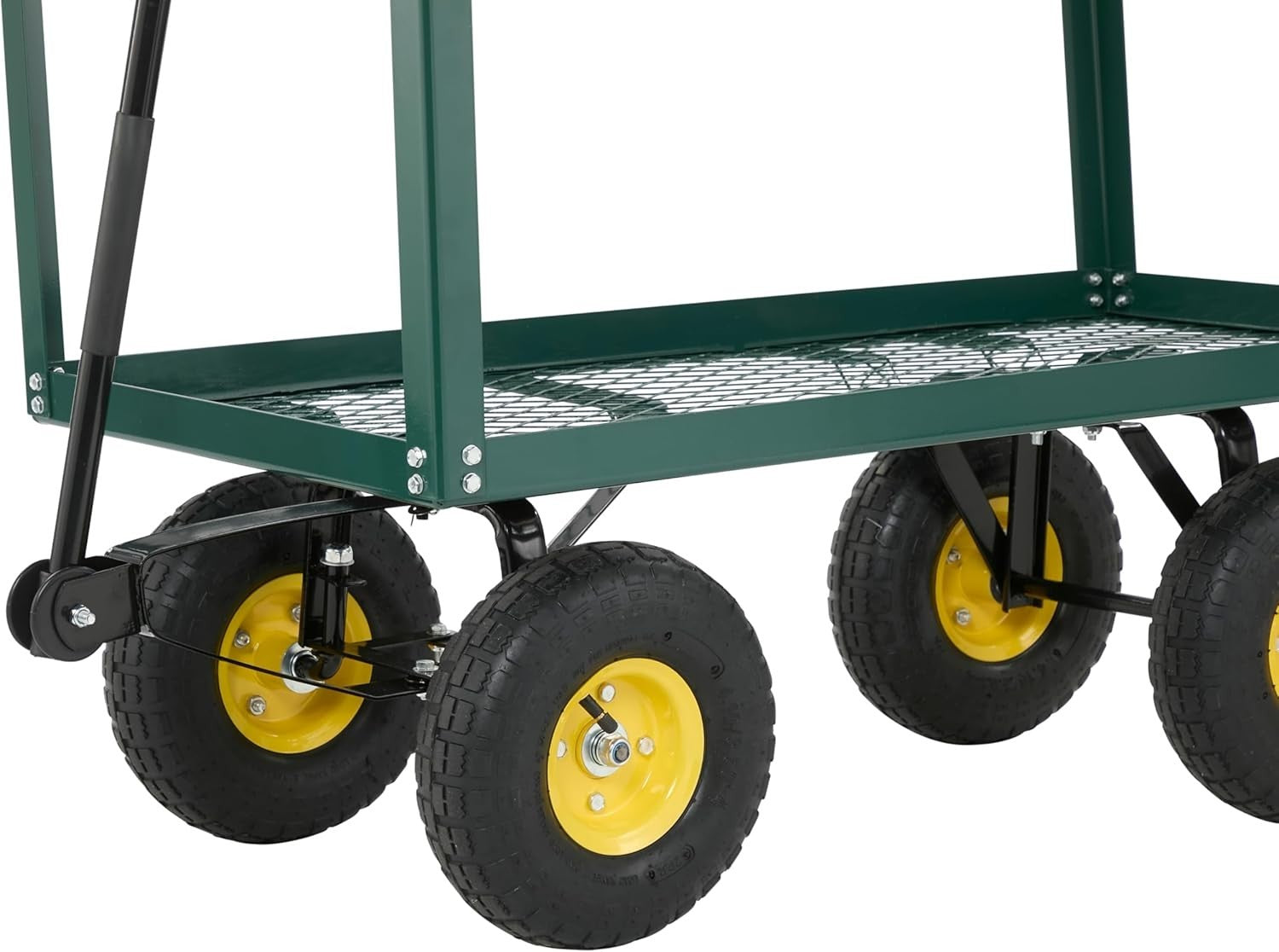 Heavy Duty Garden Trolley Cart 200kg Load Off-Road Wheels Metal Utility Wagon