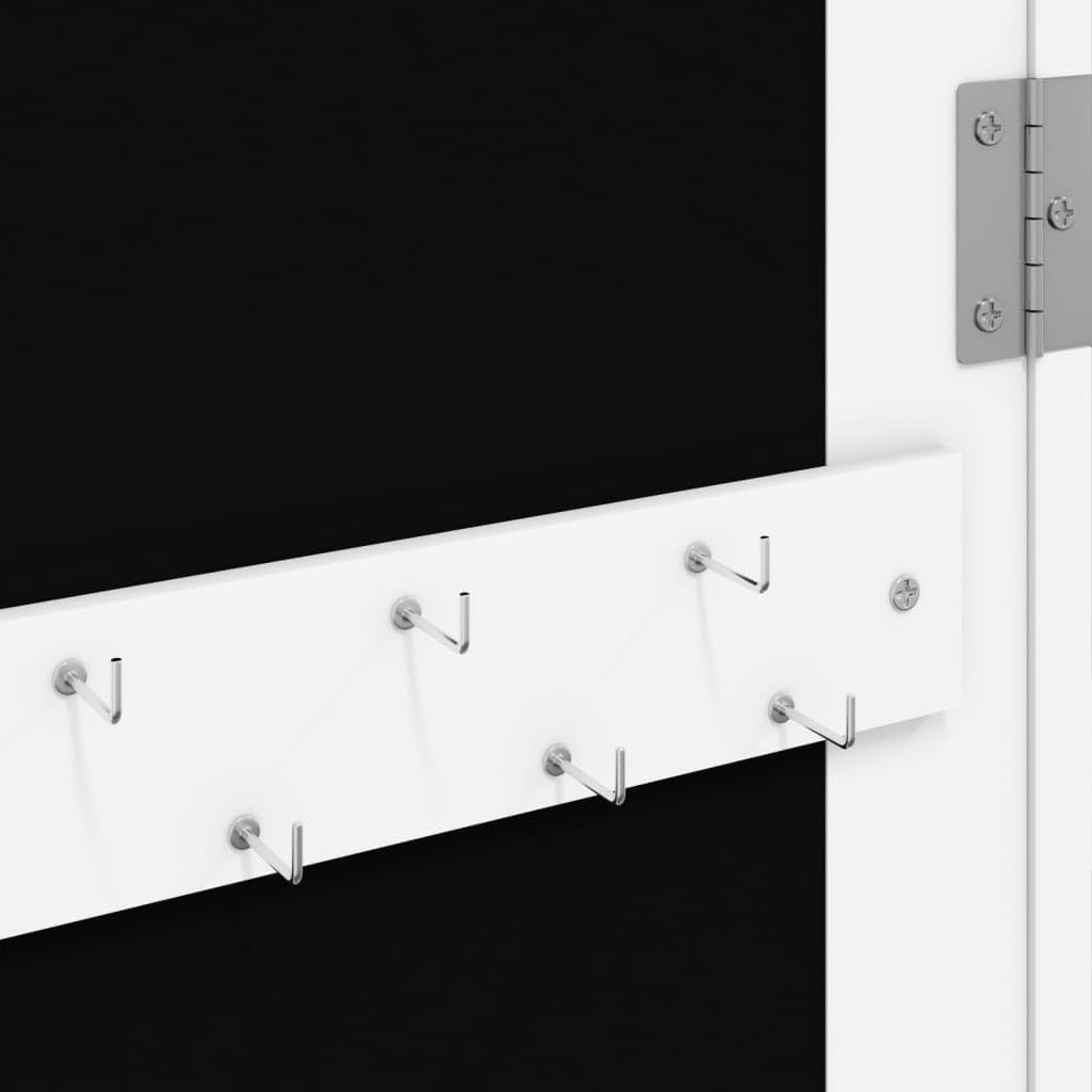 Slim Wall Mounted Jewelry Cabinet with Mirror Lockable Storage White