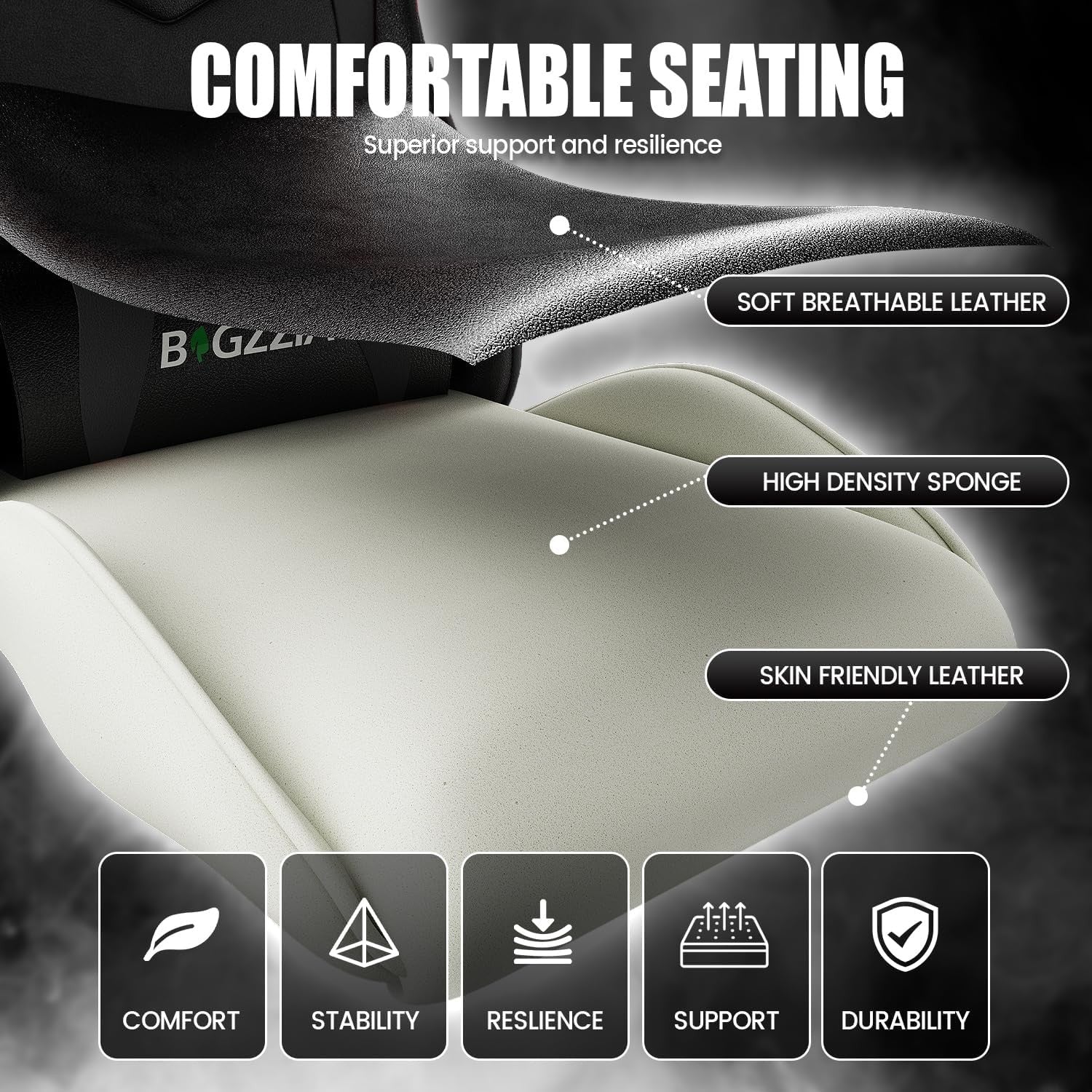 Ergonomic Gaming Chair PU Leather Office Chair w/ Lumbar Pillow