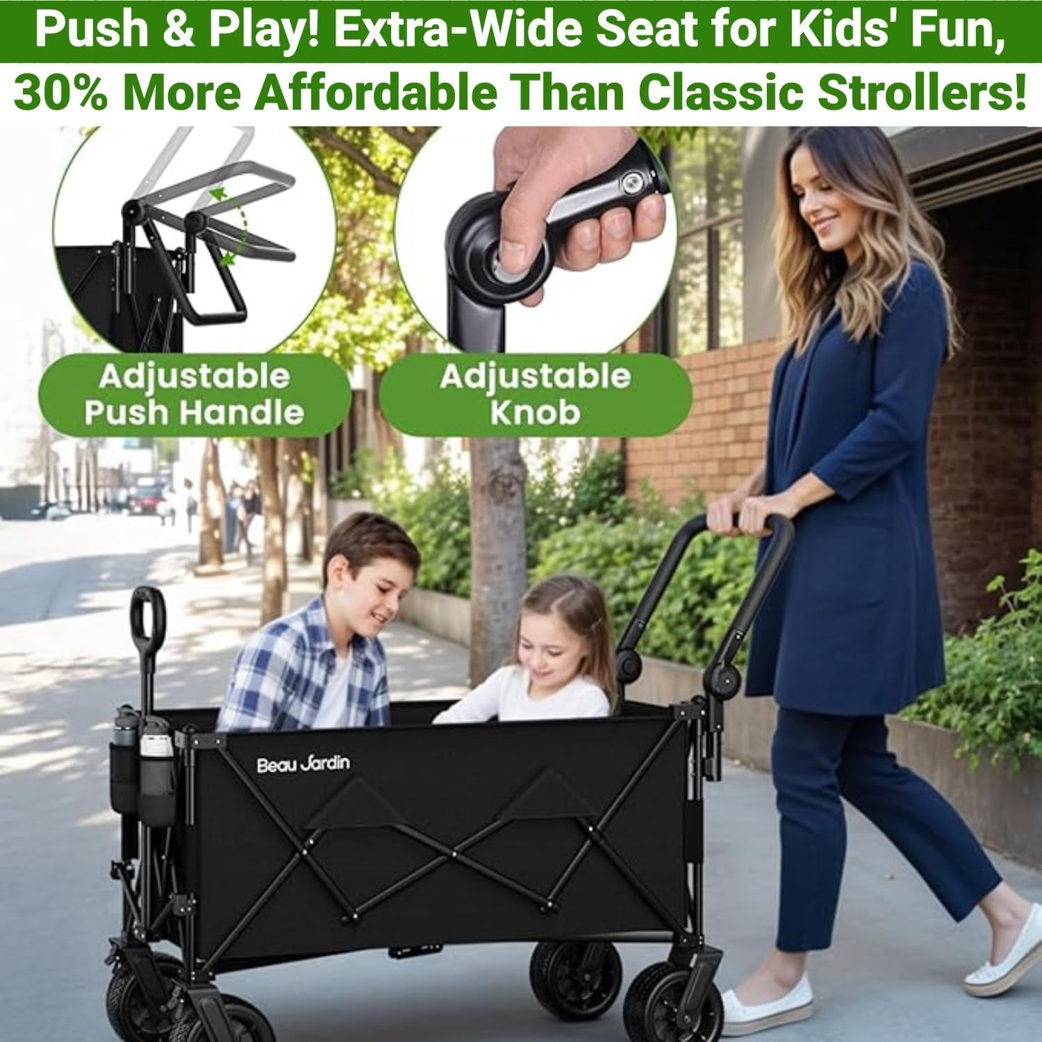 XXL 300L Heavy Duty Folding Wagon 230kg All-Terrain Cart w/ Big Wheels & Brakes