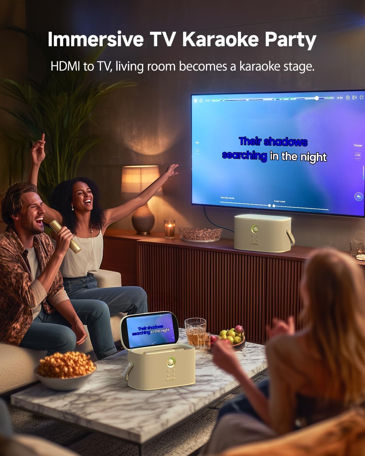 Karaoke Machine with Screen 2 Wireless Mics 140W Bluetooth