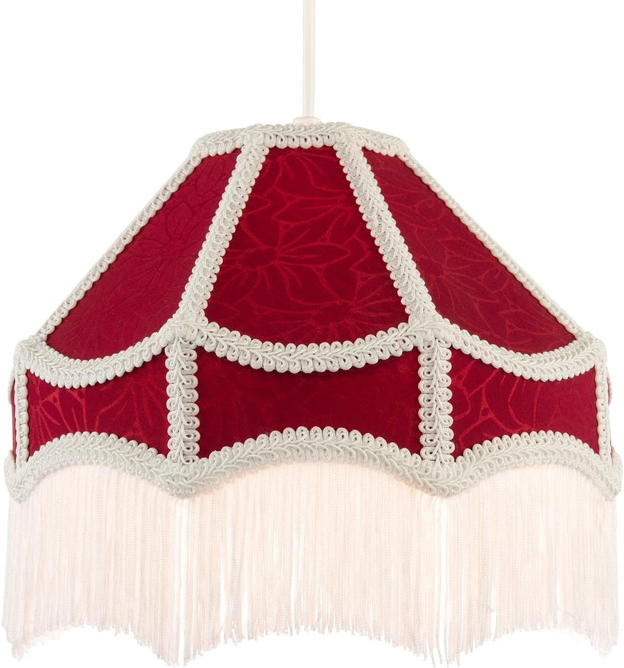 Traditional Victorian Empire Lamp Shade Burgundy Floral Jacquard 12in
