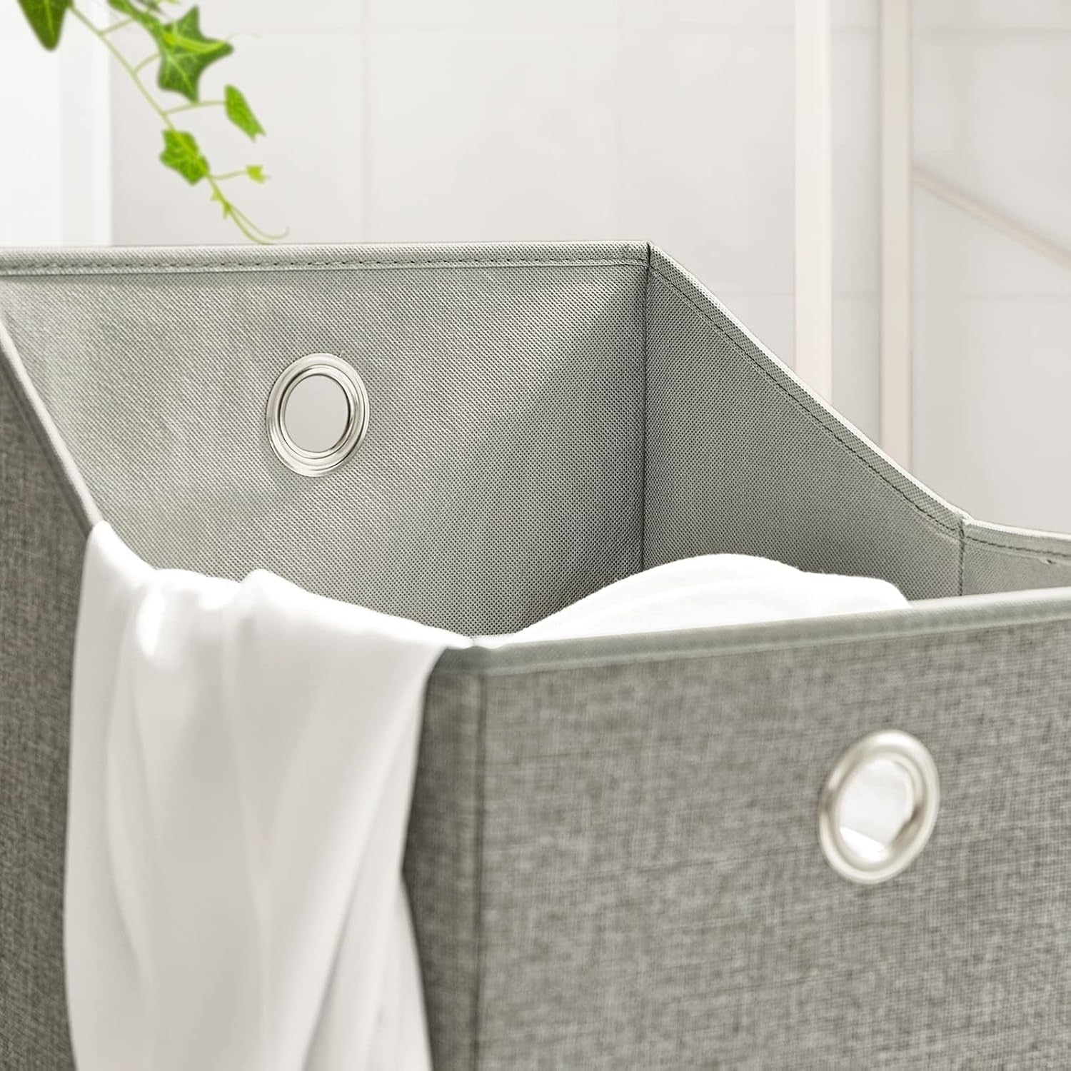 Slim Bathroom Laundry Cabinet with 2 Foldable Baskets Storage Unit Organizer