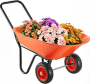 85L 2-Wheel Garden Wheelbarrow & Orange Heavy Duty Cart w/ 397lb Capacity
