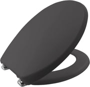 Stay Tight Toilet Seat Slate Grey Thermoplastic Non-Slip Chrome Hinges