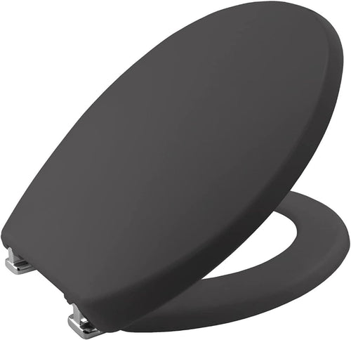 Stay Tight Toilet Seat Slate Grey Thermoplastic Non-Slip Chrome Hinges