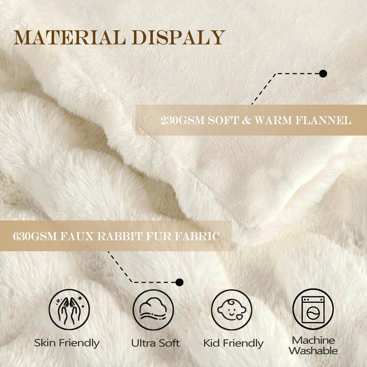 Beige Faux Fur Bubble Throw Blanket Thick Warm Sofa Bed 60x80in