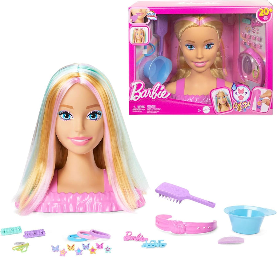 Kids Hair Styling Doll Head Playset w/ 20+ Accessories Color Change
