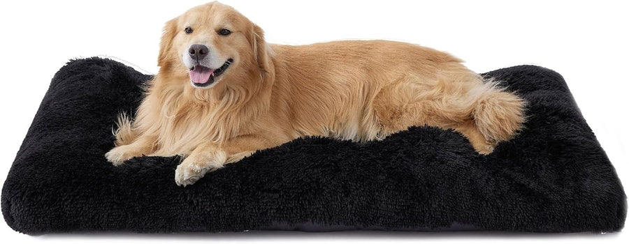 XXL Fluffy Dog Crate Bed Washable Anti Slip Warm Cushion 119x74cm Black