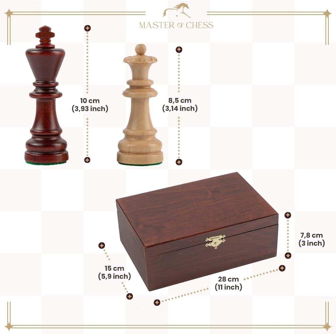Staunton No.7 Weighted Wooden Chess Pieces with Premium Mahogany Box