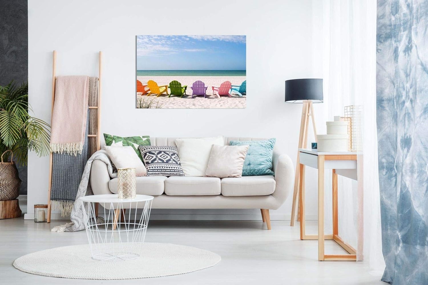 Beach Chairs Canvas Wall Art Ocean View Print Bedroom Living Room Decor