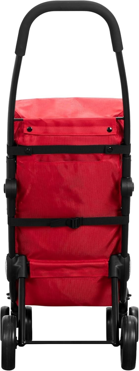 Red Folding 4-to-2 Wheel Shopping Trolley 43L Lightweight Aluminium Cart